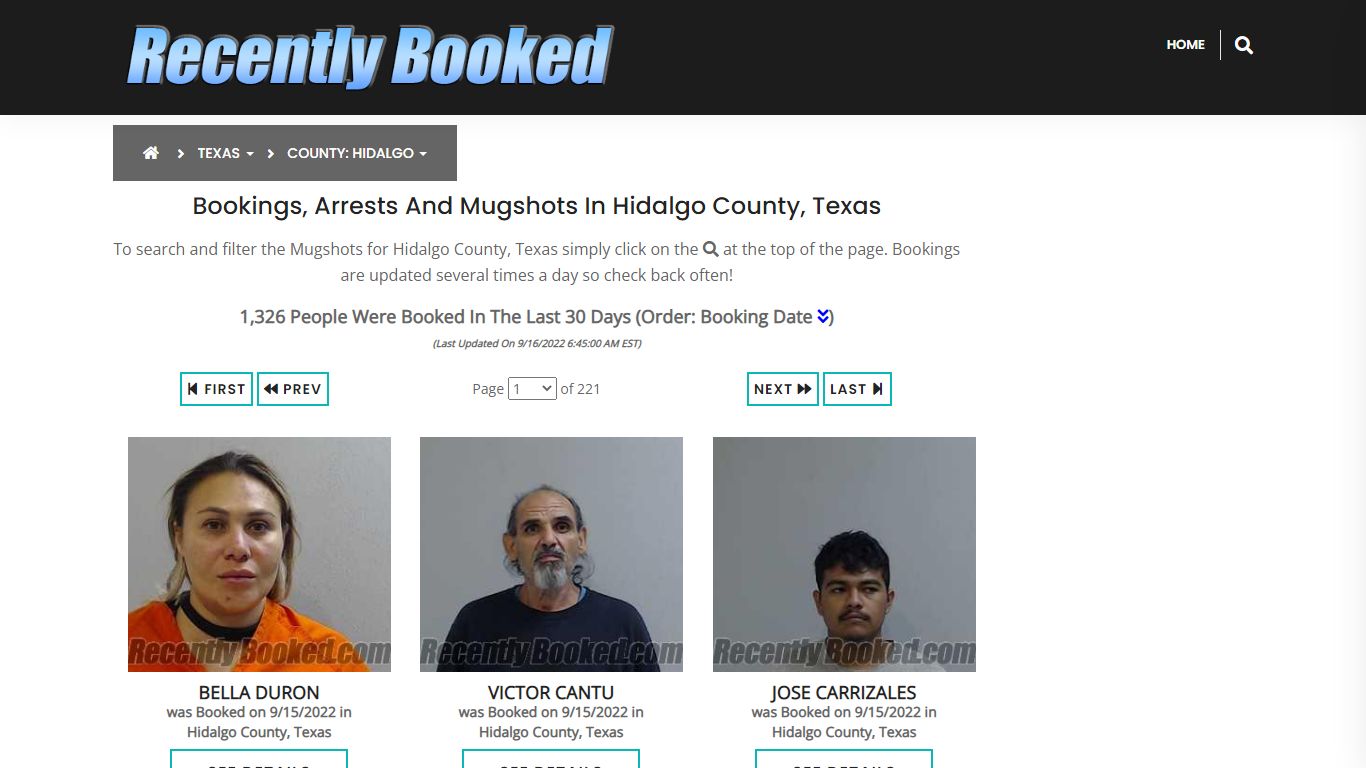 Recent bookings, Arrests, Mugshots in Hidalgo County, Texas